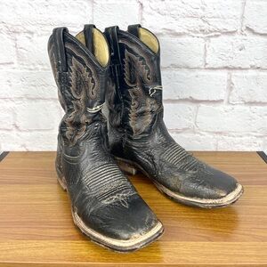 Lagrange Brown Western Square Leather Cowboy Boots Size 8